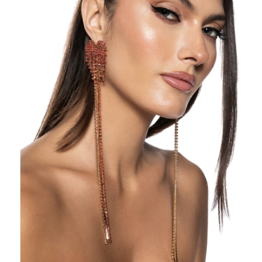 AKIRA Red and Gold Statement Earrings
